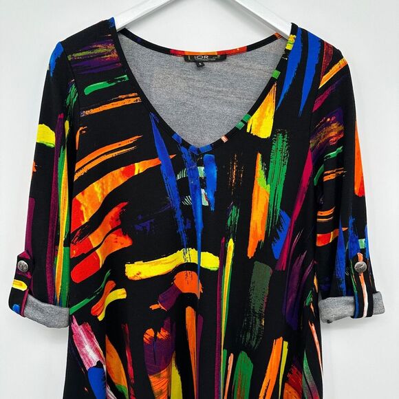 Lior Paris Tunic Top‎ Shirt Blouse Size Small 3/4 Roll Tab Sleeve Art to Wear - Picture 3 of 13